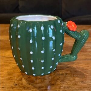Cactus Shaped Mug with Flower Accent